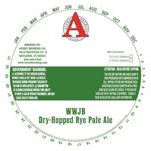 Avery Brewing Company Wwjb Dry-hopped Rye Pale Ale June 2015