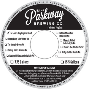 Parkway Brewing Company For Lovers Only Imperial Stout