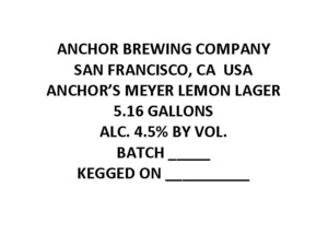 Anchor Brewing Company Anchor's Meyer Lemon Lager June 2015