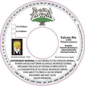 Twisted Trunk Brewing Saison Ale With Watermelon July 2015