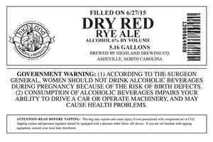 Highland Brewing Co. Dry Red Rye July 2015