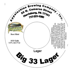 Appalachian Brewing Co. Big 33 Lager July 2015