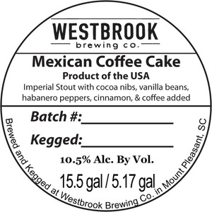 Westbrook Brewing Company Mexican Coffee Cake July 2015