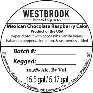 Westbrook Brewing Company Mexican Chocolate Raspberry Cake July 2015