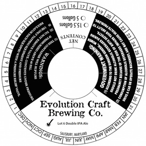 Evolution Craft Brewing Company Lot 6 Double IPA Ale