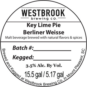 Westbrook Brewing Company Key Lime Pie Berliner Weisse