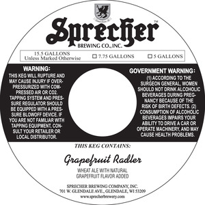 Sprecher Brewing Co., Inc. Grapefruit Radler July 2015