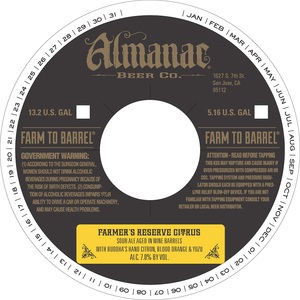 Almanac Beer Co. Farmer's Reserve Citrus July 2015