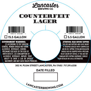 Lancaster Brewing Co. Counterfeit July 2015
