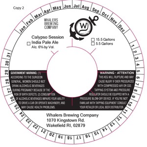 Whalers Brewing Company Calypso Session India Pale Ale July 2015