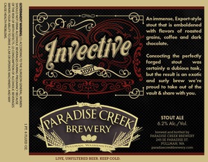 Paradise Creek Brewery Invective Stout