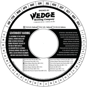 Wedge Brewing Company Witbier Belgian Wheat