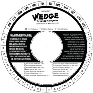 Wedge Brewing Company Payne's Pale Ale July 2015