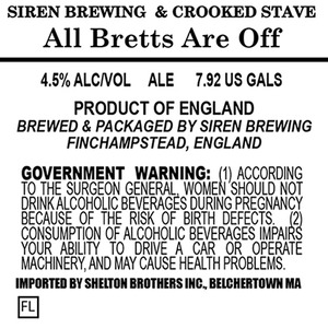Siren Brewing All Bretts Are Off July 2015