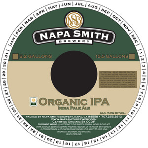 Napa Smith Brewery Organic IPA July 2015