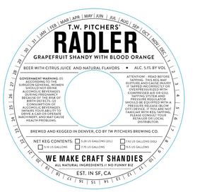 T.w. Pitchers' Radler Grapefruit Shandy With Blood Orange