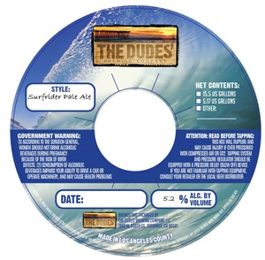The Dudes' Brewing Company Surfrider Pale Ale July 2015