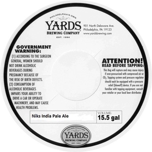 Yards Brewing Company Niks India Pale Ale