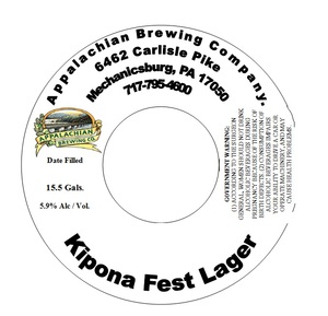 Appalachian Brewing Company Kipona Fest Lager August 2015