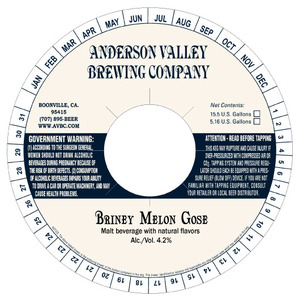 Anderson Valley Brewing Company Briney Melon Gose August 2015