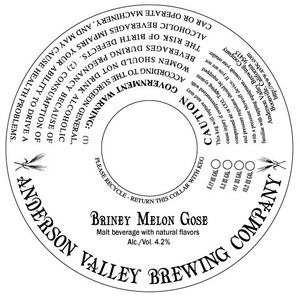 Anderson Valley Brewing Company Briney Melon Gose August 2015