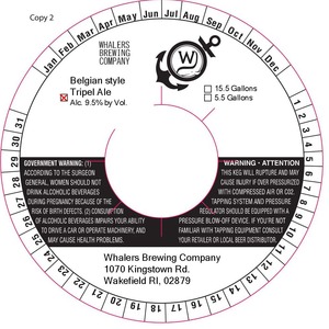 Whalers Brewing Company Belgian Style Tripel August 2015