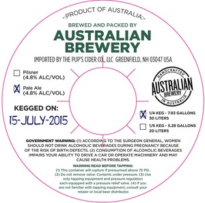 Australian Brewery Pale Ale August 2015