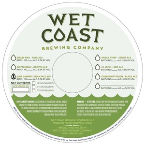 Wet Coast Brewing Company Line Jumper India Pale Ale August 2015