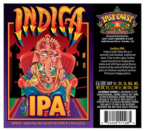 Lost Coast Brewery Indica India Pale Ale August 2015