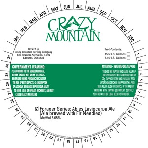 Crazy Mountain Brewing Company Abies Lasiocarpa August 2015