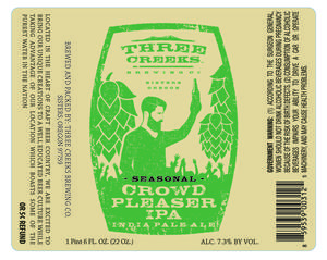 Three Creeks Brewing Company Crowd Pleaser IPA August 2015