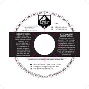 Elk Valley Brewing Co. Brother Daves Chocolate Porter August 2015