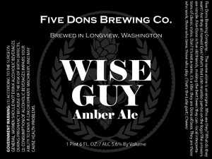 Five Dons Brewing Co. Wise Guy Amber Ale