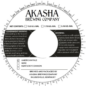 Akasha Brewing Company American Pale August 2015