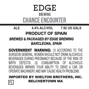 Edge Brewing Chance Encounter August 2015