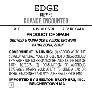 Edge Brewing Chance Encounter August 2015