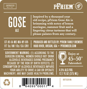 Pfriem Family Brewers Gose Ale