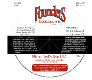 Founders Nitro Red's Rye IPA