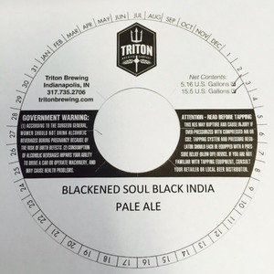 Triton Brewing Blackened Soul Black India Pale Ale August 2015