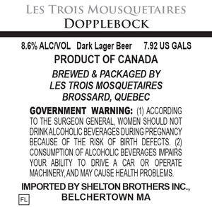 Les Trois Mousquetaires Dopplebock August 2015