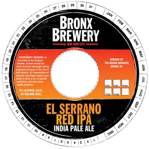 The Bronx Brewery El Serrano Red IPA August 2015