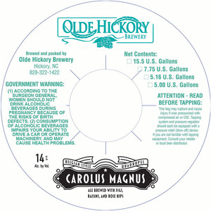 Olde Hickory Brewery Carolus Magnus September 2015