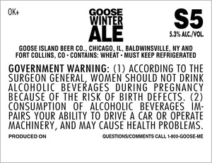 Goose Island Beer Co. Goose Winter August 2015