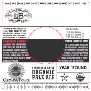 Lakefront Brewery Growing Power Farmhouse Style Organic September 2015
