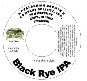 Appalachian Brewing Company Black Rye IPA August 2015