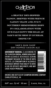 Sam's Quik Shop Dry Hopped Saison Ale