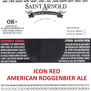 Saint Arnold Brewing Company Icon Red American Roggenbier September 2015