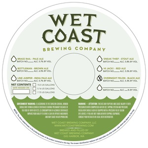 Wet Coast Brewing Company Overnight Felon Black Ale
