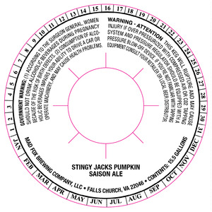 Mad Fox Brewing Company Stingy Jacks Pumpkin Saison September 2015