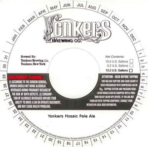 Yonkers Brewing Company Yonkers Mosaic Pale Ale September 2015